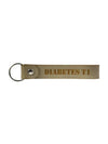 Diabetes Type 1 leather keychain Kaio-Key hanger in taupe with durable ring.