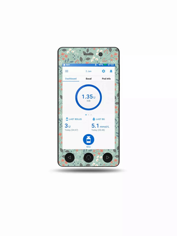 Floral Omnipod DASH Stickers Spring Edition for personalized device design.