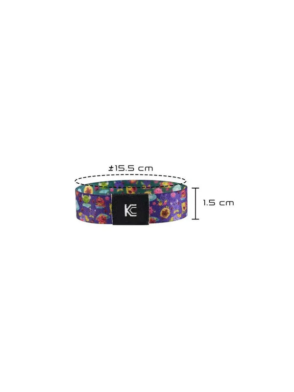 Reversible Type 1 Diabetes awareness wristband for children with colorful prints and "T1 Diabetes" label.