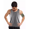 Tank top for insulin pump with integrated pockets, designed for diabetes management, in grey color.